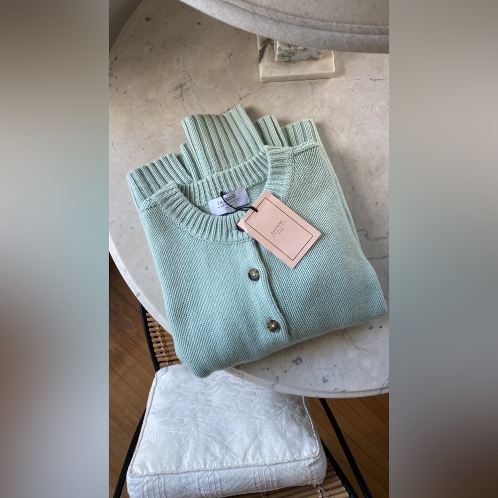 la ligne 100% cashmere val sweater in mint green, size small, new with tags